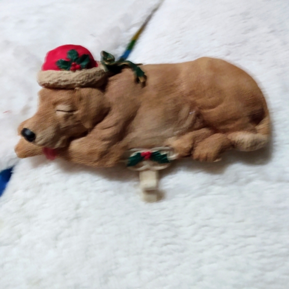 Santa Christmas dog stocking holder vintage
